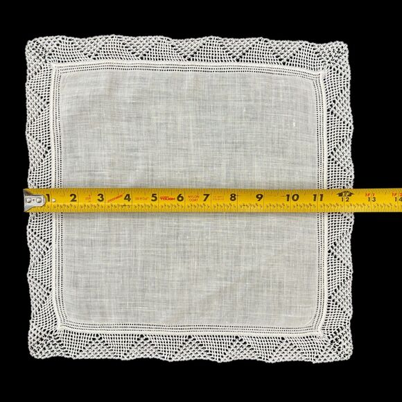 Heirloom Crochet Lace Wedding Handkerchief Bride Cottagecore Vintage Dainty - Picture 3 of 4